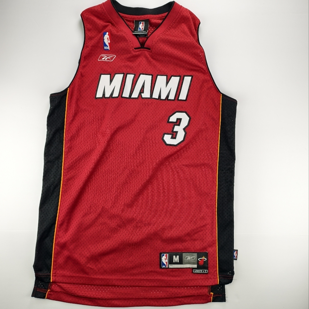 Reebok NBA Miami Heat #3 Dwyane Wade Jersey Mens M Vintage Red Authentic Team